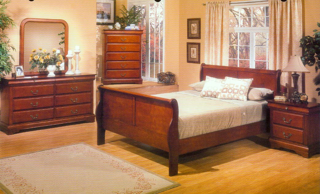 Alpine Furniture  Inc. Louis Philippe Sleigh Bed Best Price