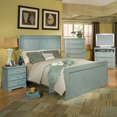 American Woodcrafters Casual Wood Weathered Blue 5/0 Panel Bed Best Price