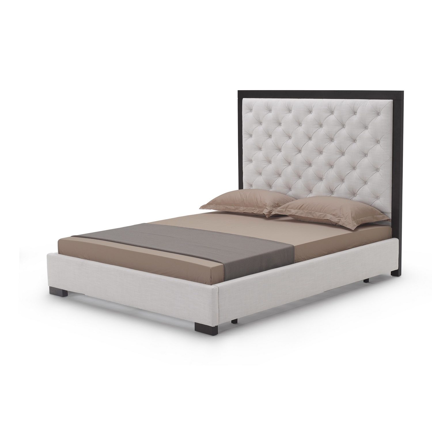 Baxton Studio Baxton Studio Bristol Tufted Gray Linen Modern Queen Bed Panel Bed Best Price