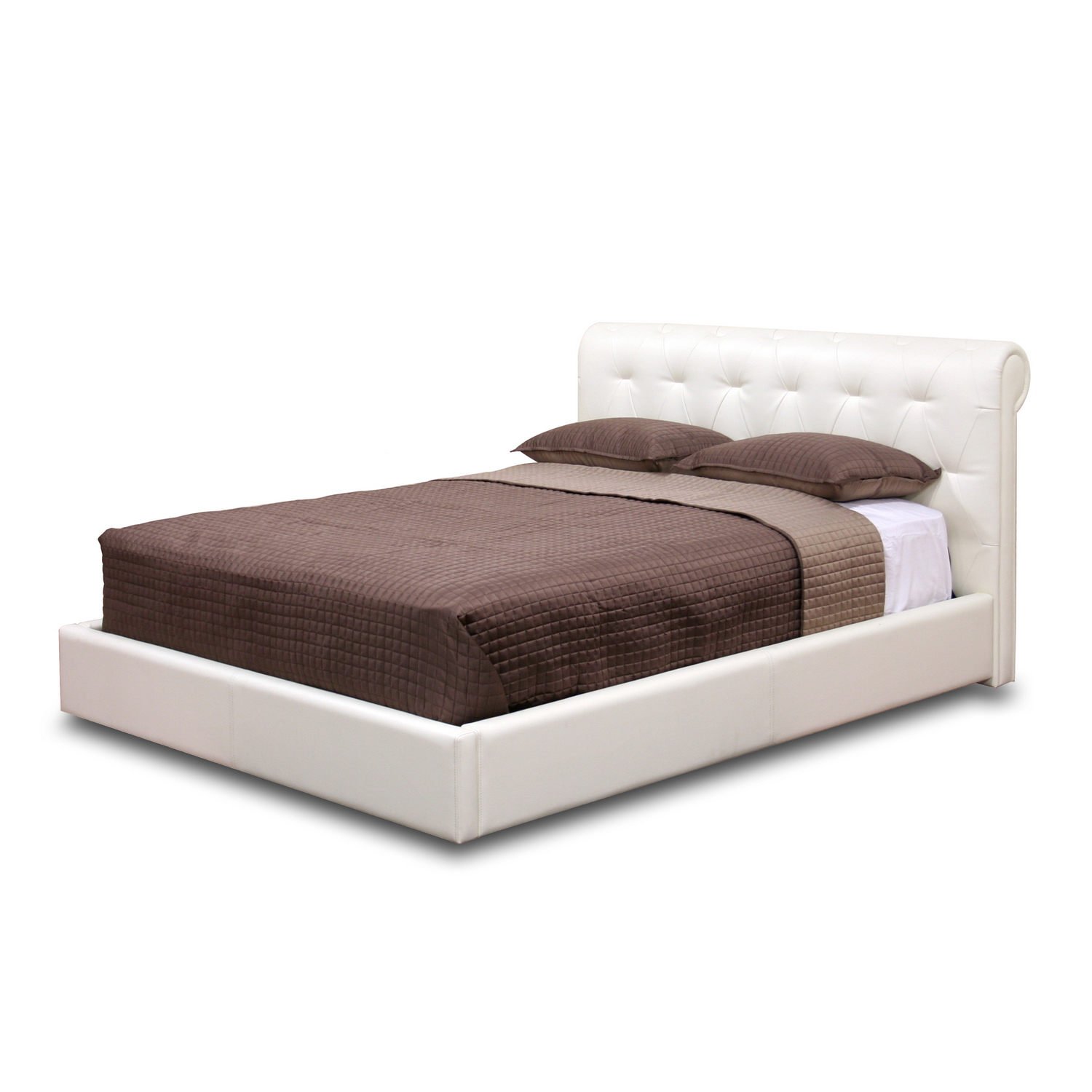 Baxton Studio Baxton Studio Modern Off-White Leather Chesterfield Bed - Queen Size Panel Bed Best Price