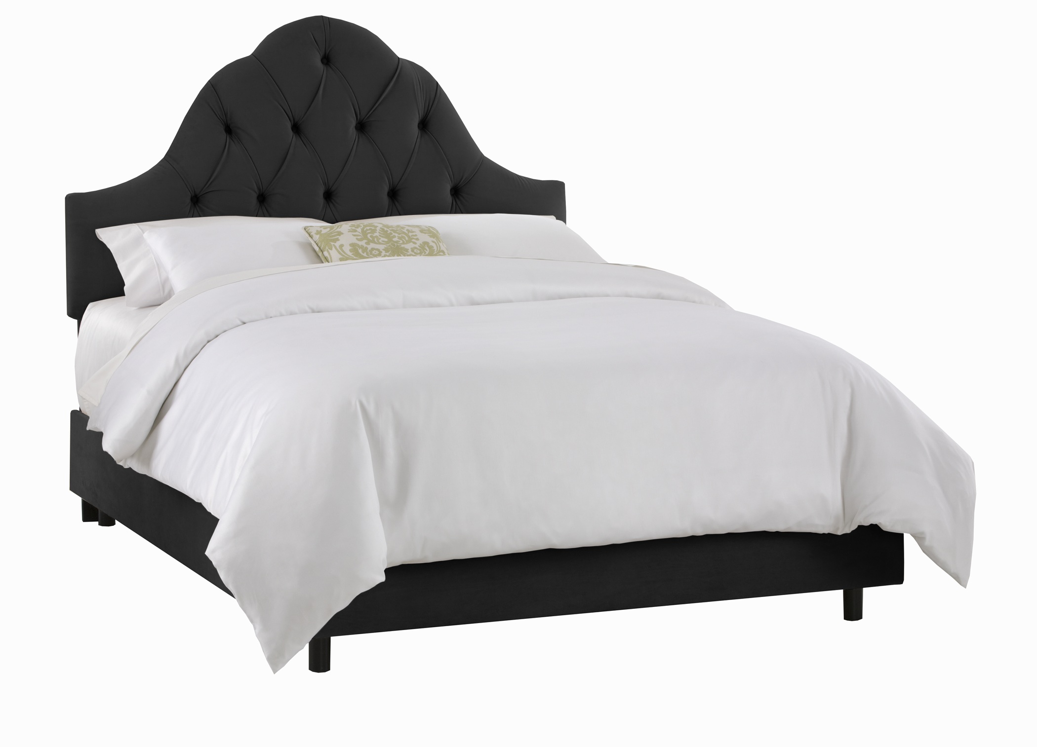 Skyline Furniture Arch Tufted Bed in Velvet Black Best Price