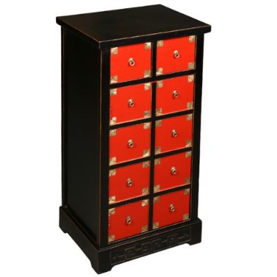 AsiaEXP 10 Drawer Red and Black Medicine Cabinet Accent Chest - FREE Inside Delivery! by AsiaEXP