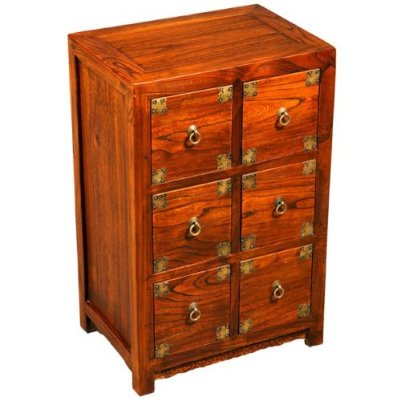 AsiaEXP 6 Drawer Natural Wood Mini Accent Chest with Brass Trim - FREE Inside Delivery! by AsiaEXP