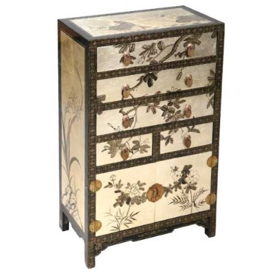 AsiaEXP Gold and Black Lacquer Accent Chest 5 Drawers and 1 Cabinet - FREE Inside... by AsiaEXP