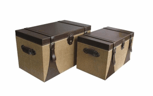 Wayborn Light Brown Trunk with Faux Leather Top