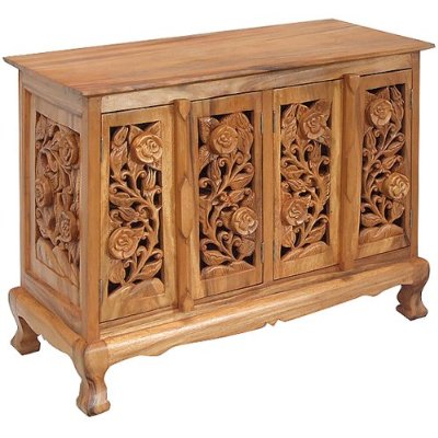 AsiaEXP Handcarved Rose Trellis Buffet