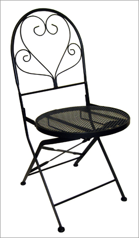 Pangaea Home and Garden Folding Chair Round Seat Heart Top Set of 2