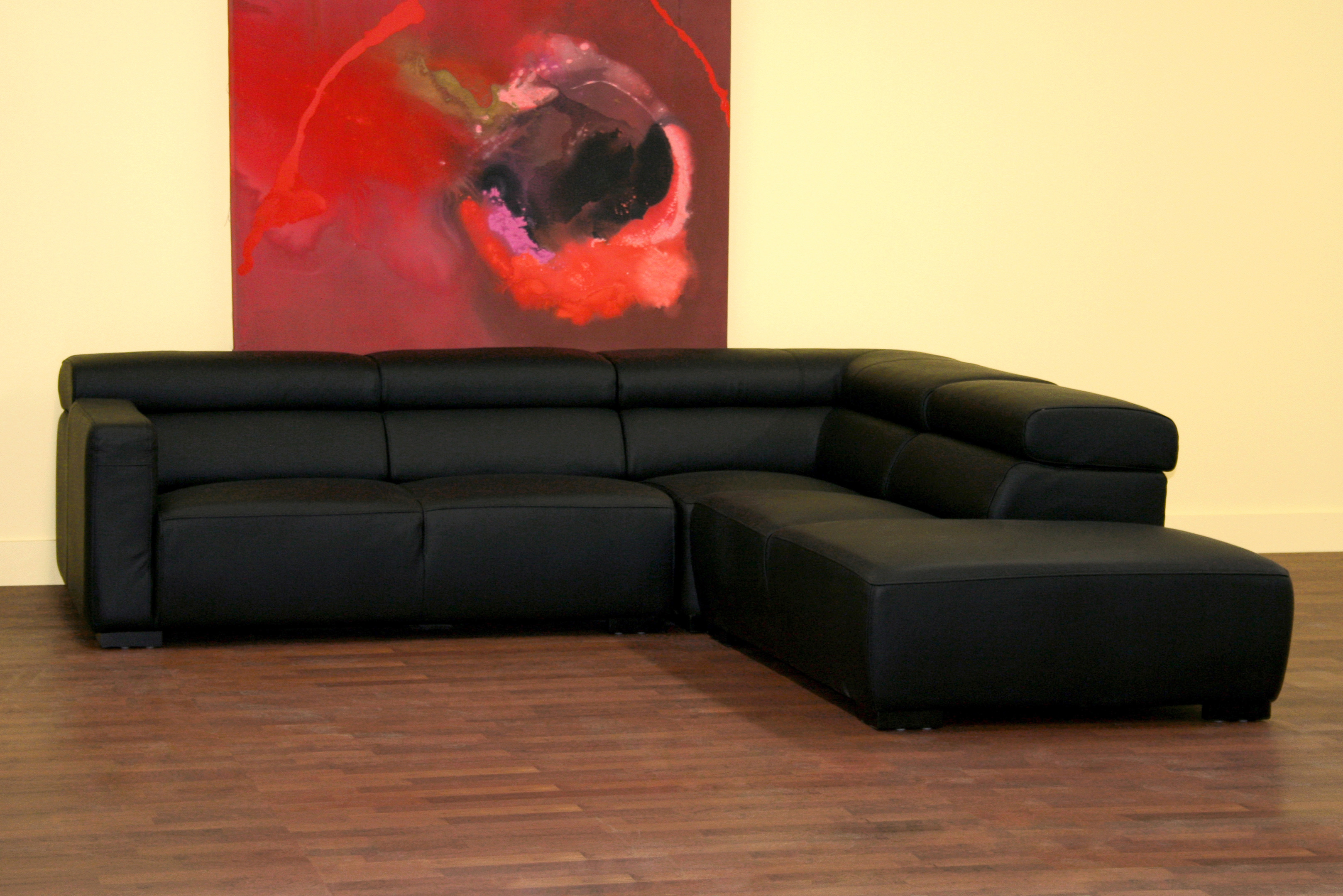 Baxton Studio Black Leather 711 P8009 Sofa Corner Lying Sectional