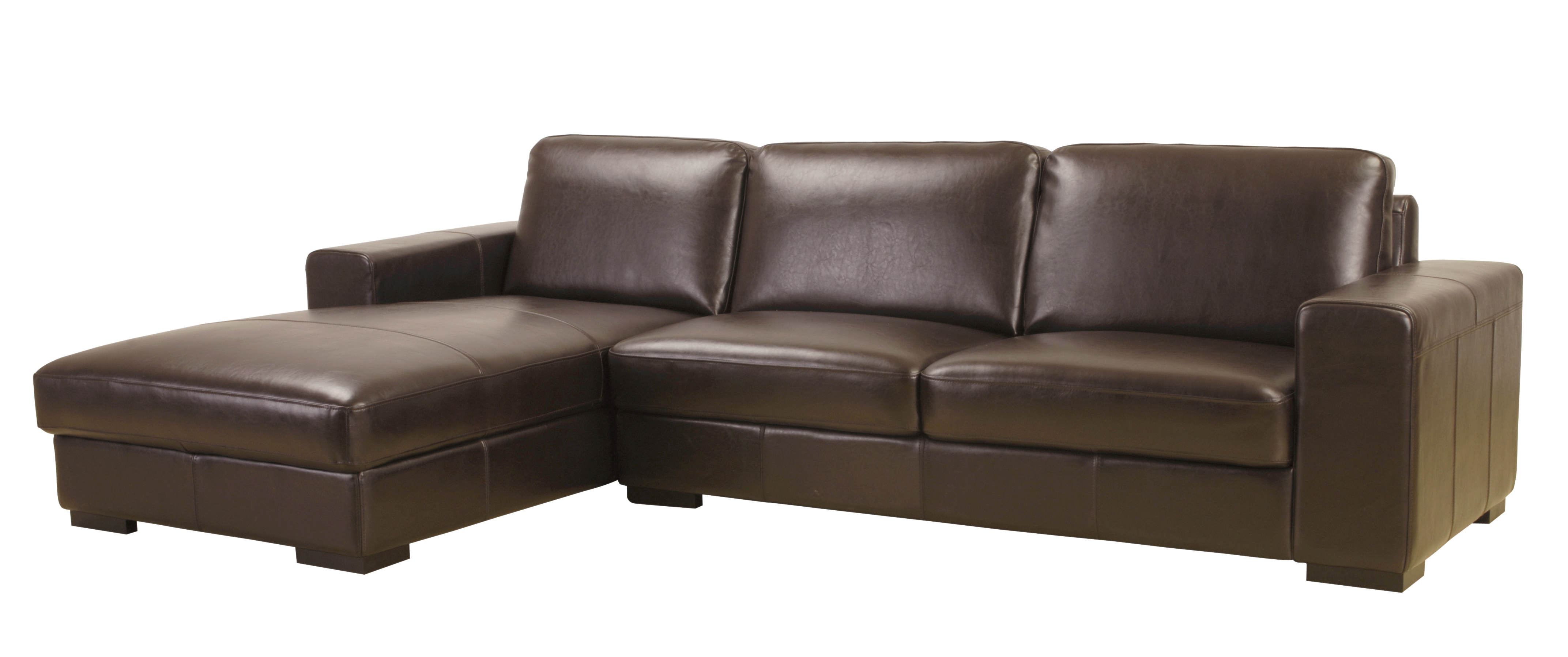 Baxton Studio Brown Bycast Leather 3022 J001 Sofa Chaise brown Reverse Sectional