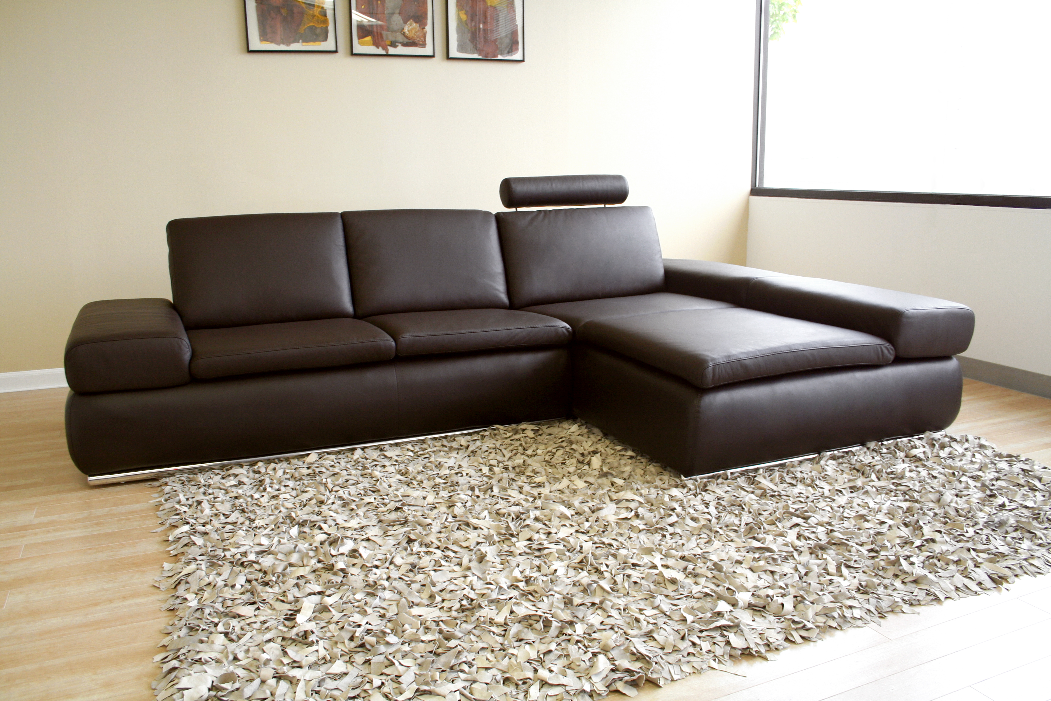 Baxton Studio Brown Leather Champagne-2 Seater-Daybed-Brown Sectional - FREE Inside... by Baxton Studio