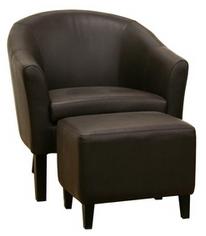 Baxton Studio Tiptyn Leather Chair Ottoman Included