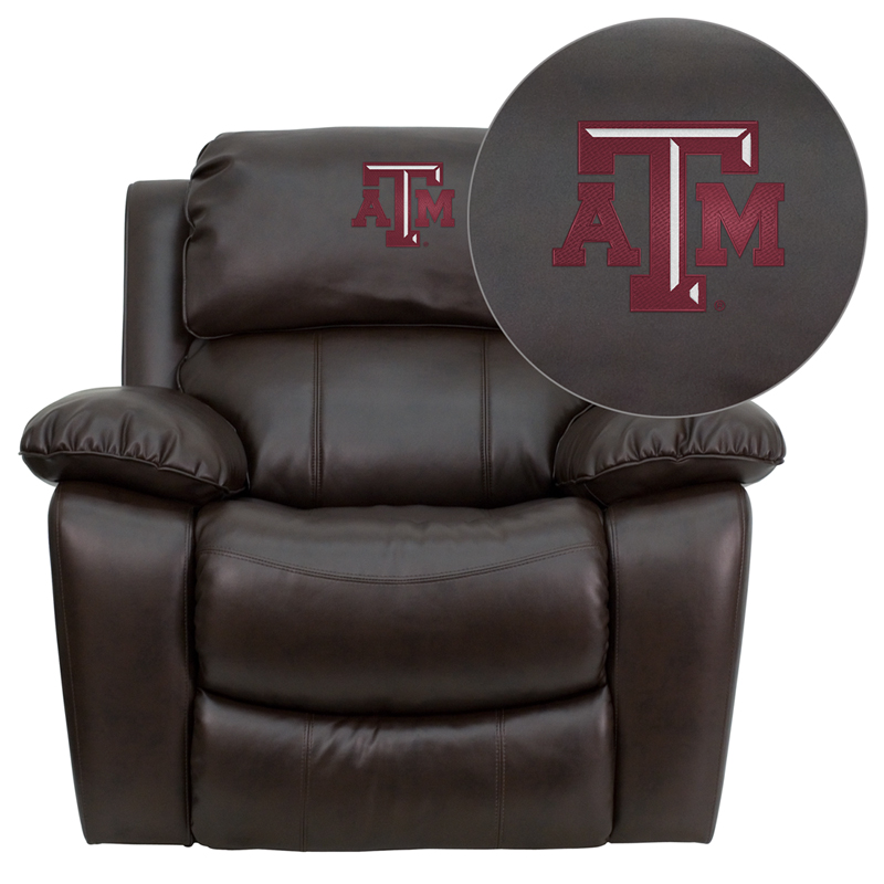 Flash Furniture Texas A and M University Aggies Embroidered Brown Leather Rocker Recliner