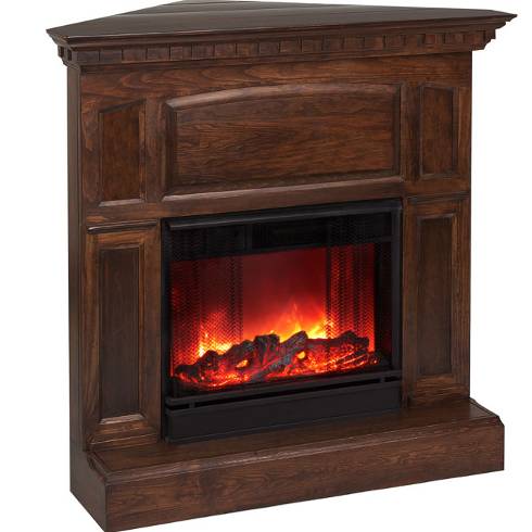 Real Flame Heritage Corner in Mahogany Finish Electric Fireplace