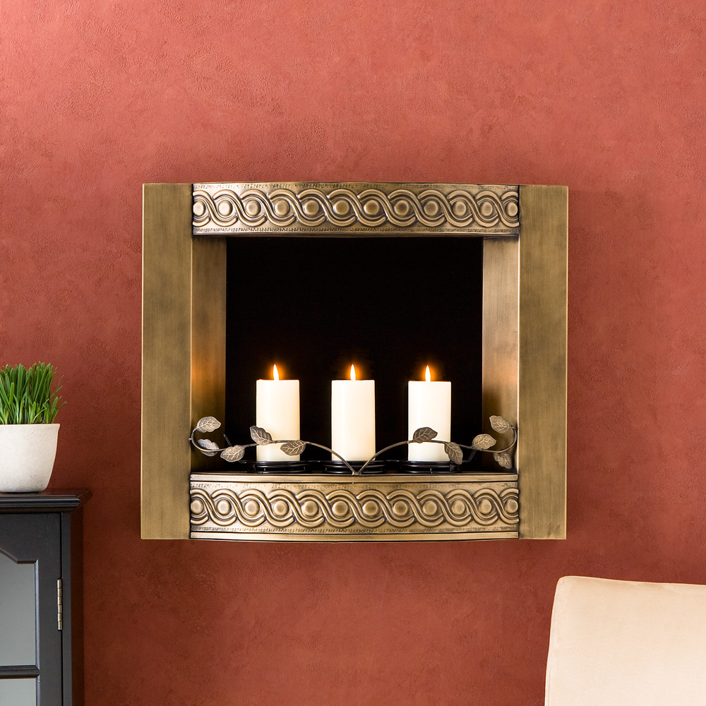 SEI Antique Gold Wall Mount Fireplace