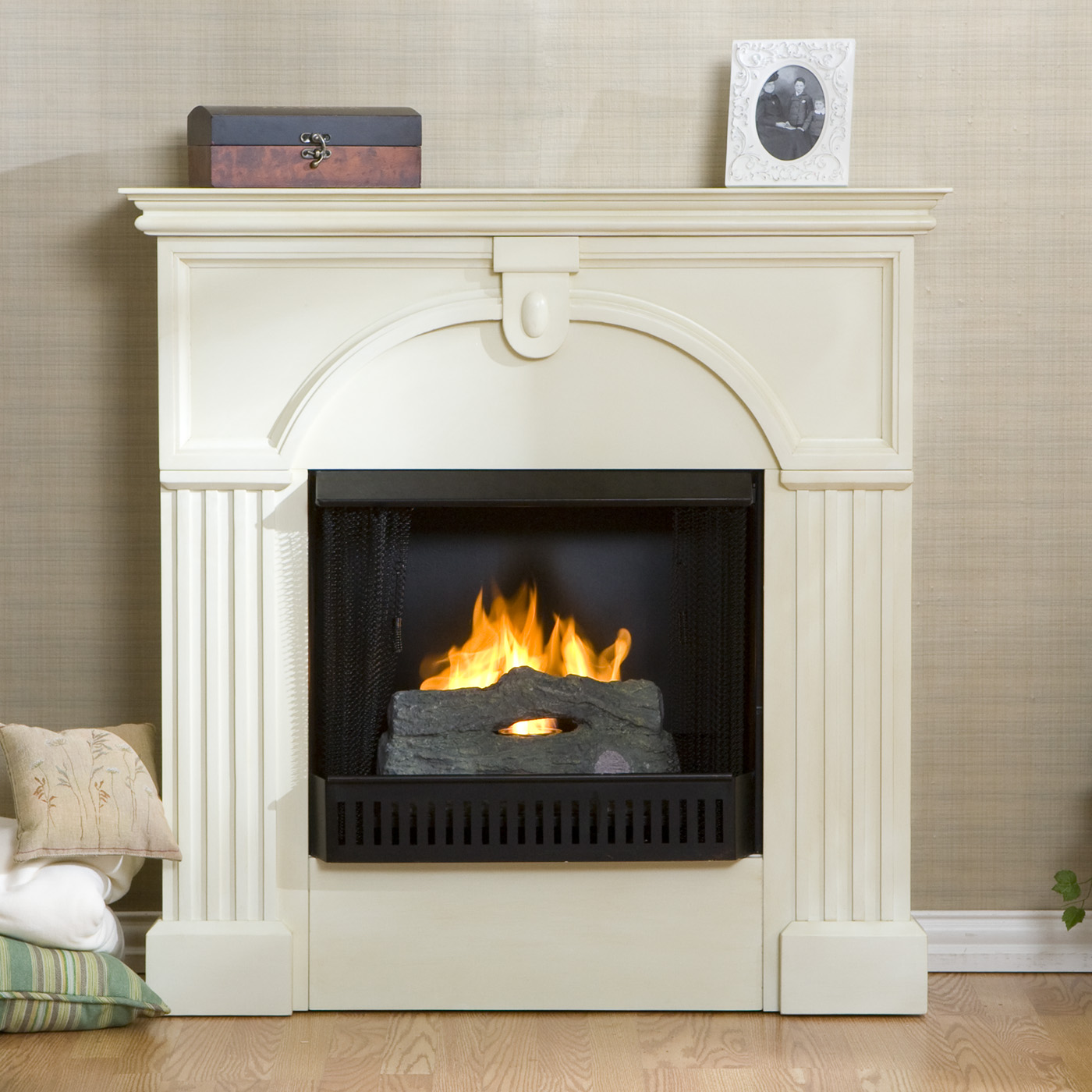SEI Marcus Antique White Gel Fuel Fireplace