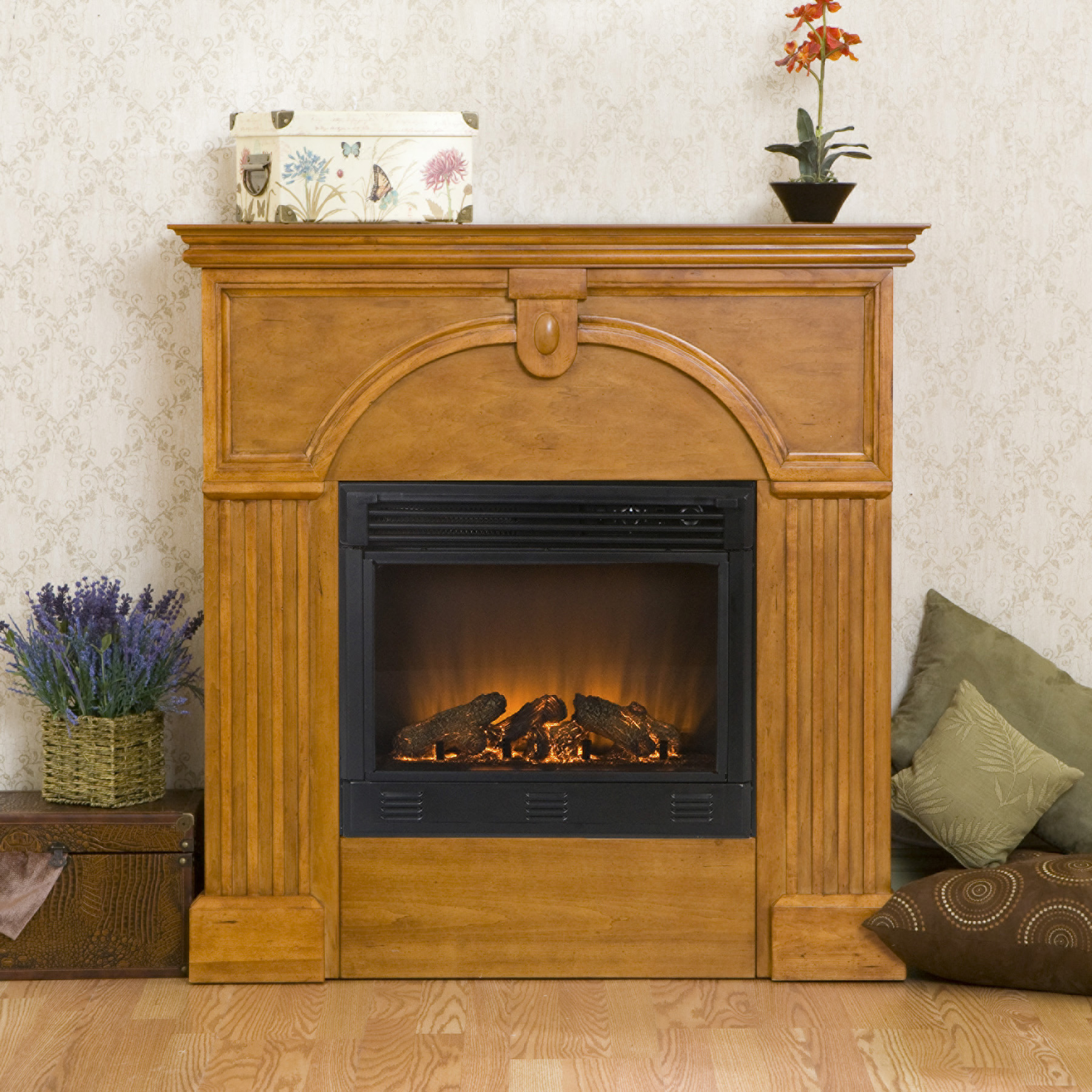 SEI Marcus Plantation Oak Electric Fireplace