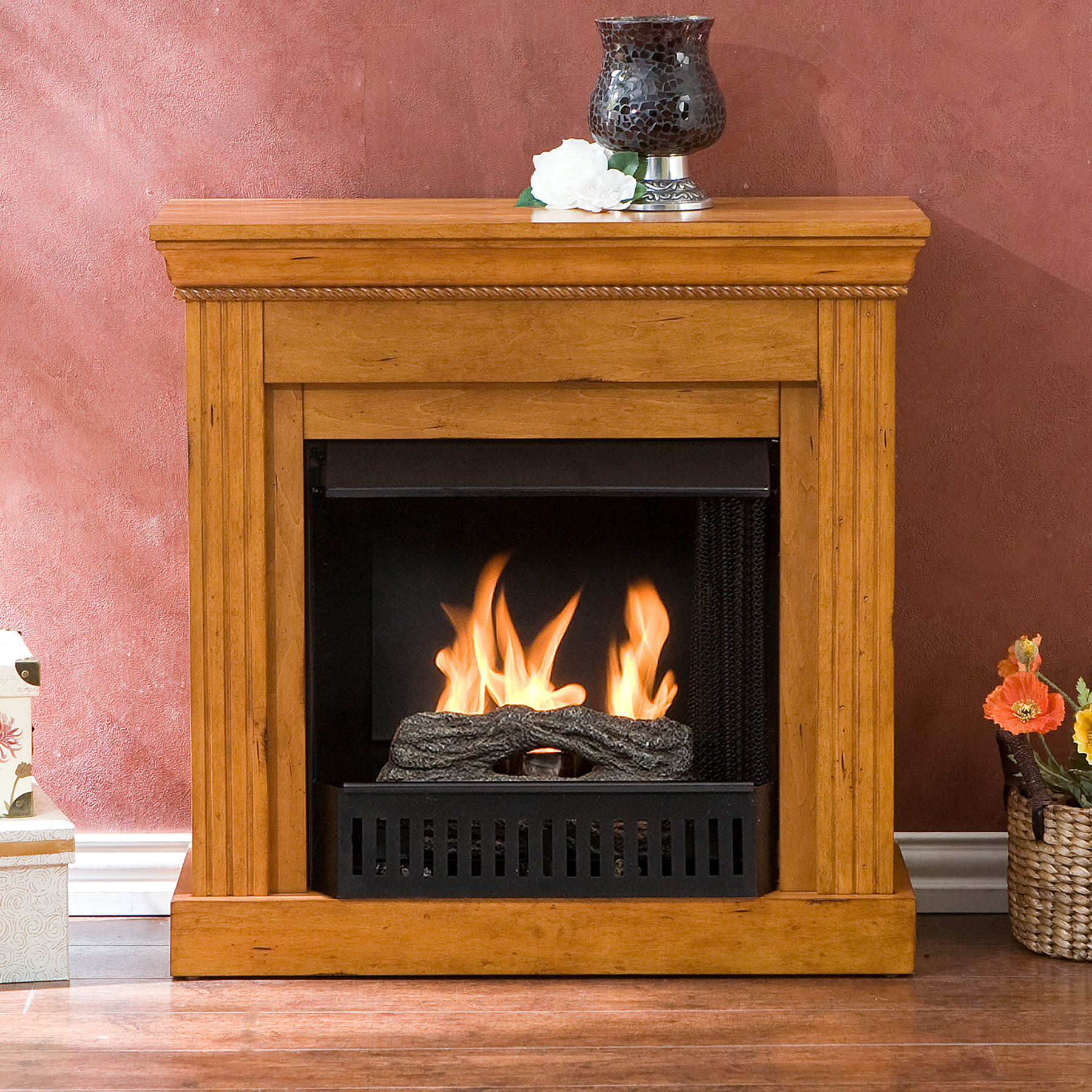 SEI Walden Petite Plantation Oak Gel Fuel Fireplace
