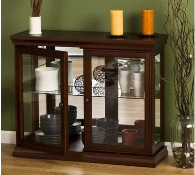 SEI Mahogany Double Door Curio