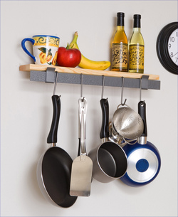 Enclume Rack It Up Wall Bar and Bamboo Shelf Pot Rack