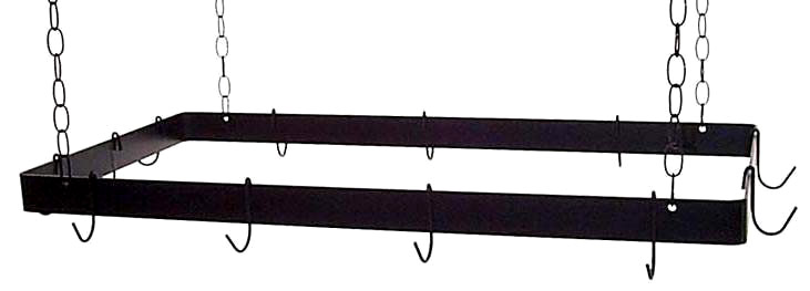 Grace 30 inch Rectangle Pot Rack with Hooks and Chain