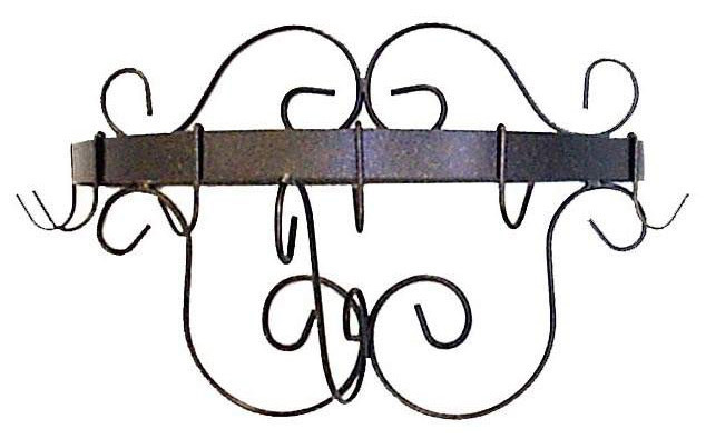 Grace Half Round Pot Rack with Curls and 6 Hooks