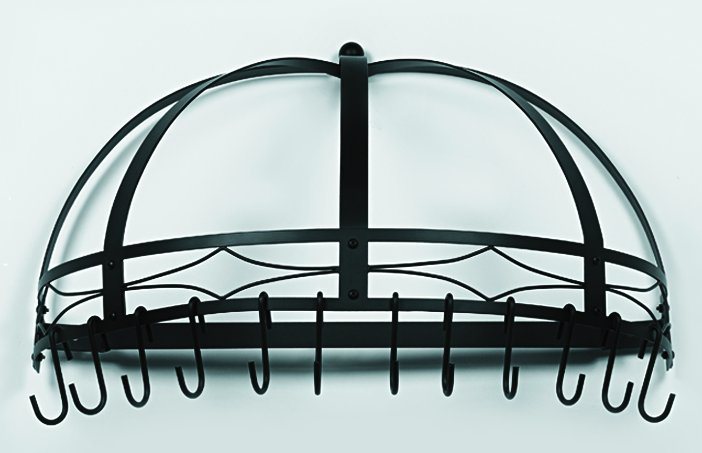 Old Dutch International Half Round Matte Black Wall Pot Rack 2/12 hooks