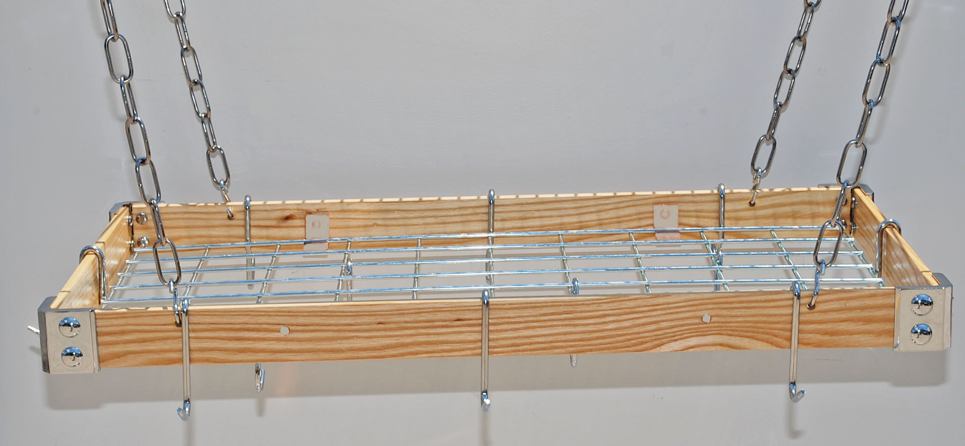 Rogar KD Wood Rectangle Pot Rack (With Grid)