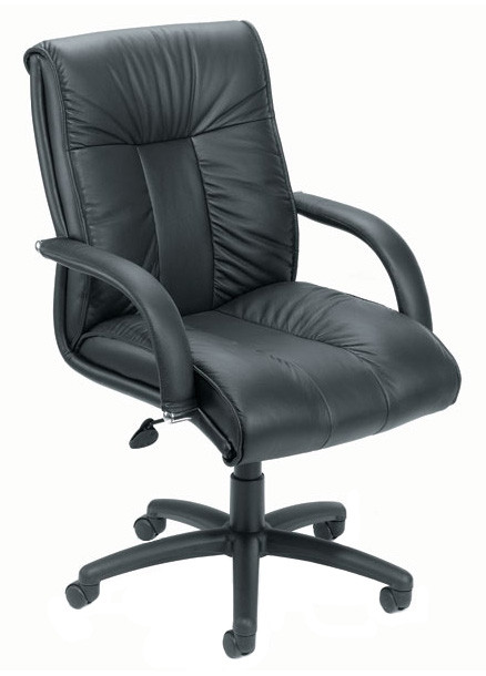 Boss Chair Black Italian Leather Mid Back Executive Chair by Boss Chair