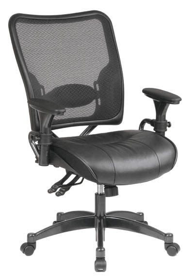 Office Star 6876 Dual Function Air Grid Back and Leather Seat Managers Chair - Fast FREE... by Office Star