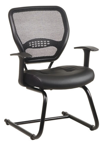 Office Star Air Grid Back Visitors Chair with Leather Seat Chair - Fast FREE FedEx... by Office Star